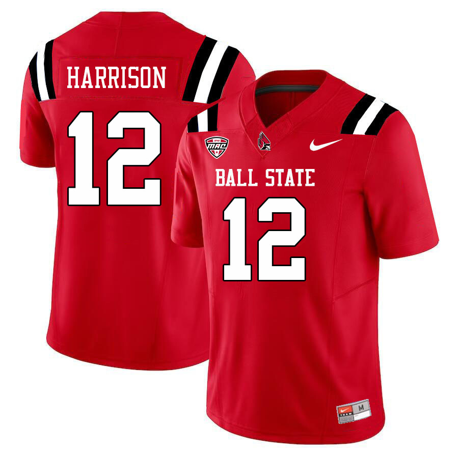 Ball State Cardinals #12 Chase Harrison College Football Jerseys Stitched-Cardinal